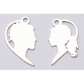 E0643- N Set pandant jumatati de inima 16x10mm/jumatate 0,5mm grosime 1buc