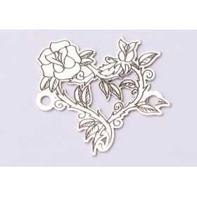 E0656-G-Link argint inima cu flori 20*17mm 0.5mm grosime