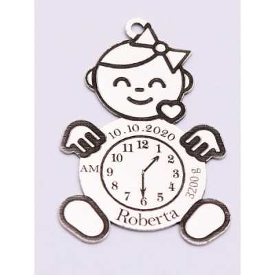 E0701- G-Panadant Fetita personalizat cu datele nasterii 30*20mm 0.5