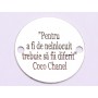 E0708-GS- Link banut argint 925 gravat cu citat Coco Chanel 16.5mm diametru 0.33mm grosime