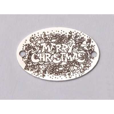 E0726-GS-Link oval argint 925 Merry Christmas 12*18mm 0.4mm