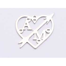  Inima cu sageata din argint 925 cu initiale decupate in 3-4 zile