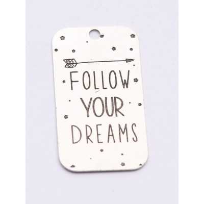 E0738-G-Tag argint 925 28*15mm Follow you Dreams 1 buc