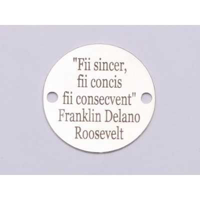 E0744-GS- Link banut argint 925 gravat cu citat Franklin Delano Roosevelt 16.5mm