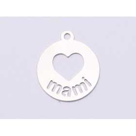 E0853-N-Pandant Argint 925 Mami&Inimioara 19x16.5 mm, 0.3mm