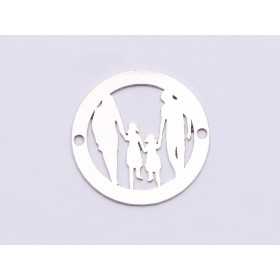 E0863-N-Link Argint 925 Familie cu fetite 16.5x16.5mm, 0.33mm