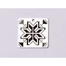 E0890-G-Pandant patrat argint 925 Model traditional 16mm