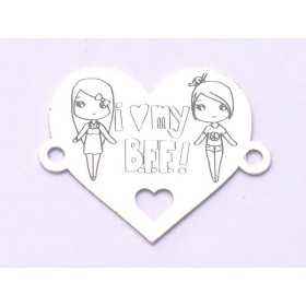 Conector inima argint 925 I Love My BFF 20x16 mm E0896
