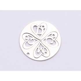 Charm argint 925 Set 4 inimi separabile cu initiale 22mm/10mm 0.6mm grosime