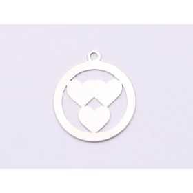 E0922-N-Pandant Glob cu inimioare 19x17mm, 0.33mm