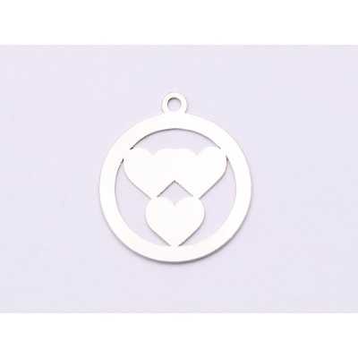 E0922-N-Pandant Glob cu inimioare 19x17mm, 0.33mm