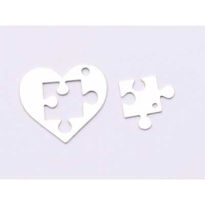 E0929-N-Set Pandant inima&piesa puzzle 17x19mm, 0.50mm