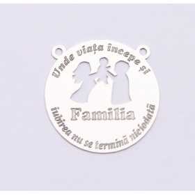 E0944-G-Link rotund din argint 925 decupat model parinti cu copil si text circular