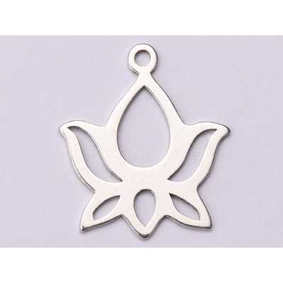 0067-N-Pandant Argint 925 Floare Lotus 14.5x13mm 0.5mm