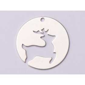 E1091-N-Pandant Argint 925 Cerb decupat diametru 16mm, 0.50mm