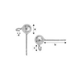 G0399-Tije cu biluta 4mm si bucla 1.6MM-1buc G0399-Tije cu biluta 4mm si bucla 1.6MM-1buc