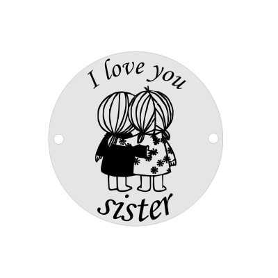 E1103-GS Link din argint 925 I love you, Sister 16.5mm 0.33mm 1 buc