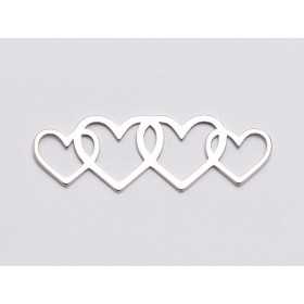 E1129-N-Link patru inimi argint 925 28*10mm 0.5mm grosime 1buc