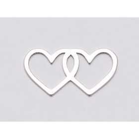 E1130-N-Link doua inimi argint 925 18*10mm 0.5mm grosime 1buc