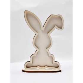 L088-Decoratiune din lemn pentru licheni Iepuras cu suport 15x10cm