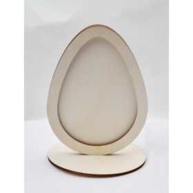 L094-Decoratiune pentru licheni/rama foto lemn Ou cu suport 20x15cm