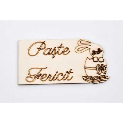 L139-Tag din lemn "Paste fericit!" 10x5cm 1buc