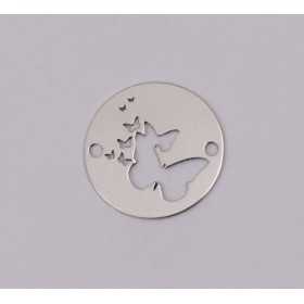 E1161-N-Link din argint decupat cu fluturi, 12mm 0.33mm