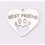 E1173-G-Charm inima din argint "Best friend" 14.5x16.5mm 0.4mm