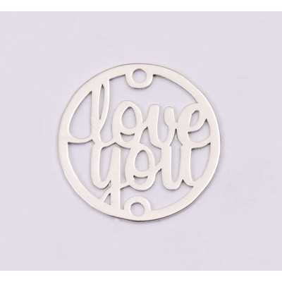 E1204-N-Link din argint Love You 14mm 0.5mm - 1 buc