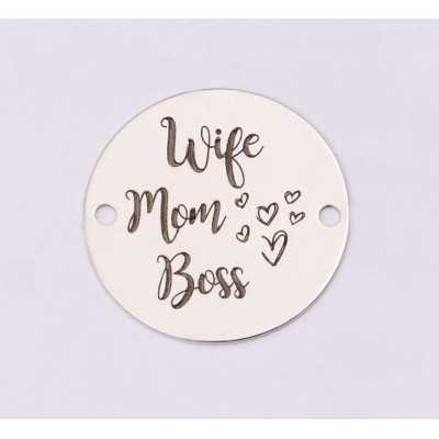 E1216-GS-Link din argint Wife Mom Boss 16.5mm 0.33mm