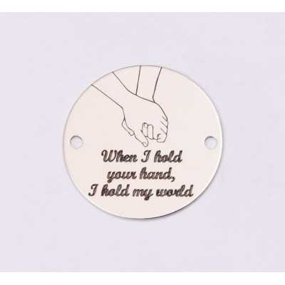 E1218-GS-Link din argint "When I hold your hand, I hold my world" 16.5mm 0.33mm