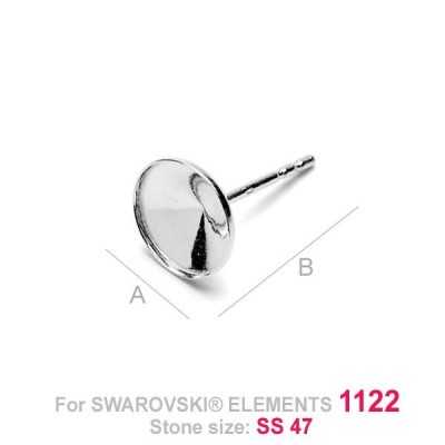 G0553-Tija bodura joasa pentru Swarovski rivoli SS47 11mm 1 buc