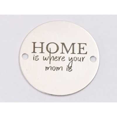 E1242-GS-Link din argint "Home is...." 16.5 mm / grosime 0.33 mm-1 buc