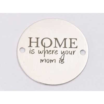 E1242-GS-Link din argint "Home is...." 16.5 mm / grosime 0.33 mm-1 buc