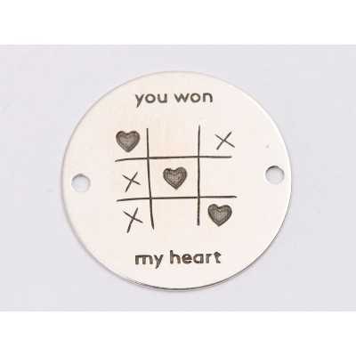 E1244-GS-Link din argint "Won my heart...." 16.5 mm / grosime 0.33 mm-1 buc