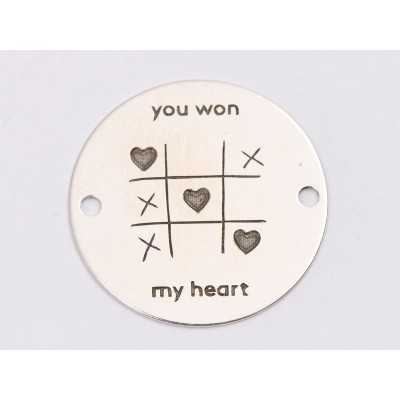 E1244-GS-Link din argint "Won my heart...." 16.5 mm / grosime 0.33 mm-1 buc