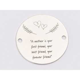 E1246-GS-Link din argint "Mom , best friend...." 16.5 mm / grosime 0.33 mm-1 buc