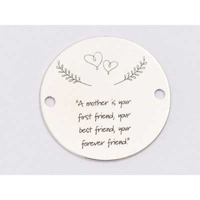 E1246-GS-Link din argint "Mom , best friend...." 16.5 mm / grosime 0.33 mm-1 buc