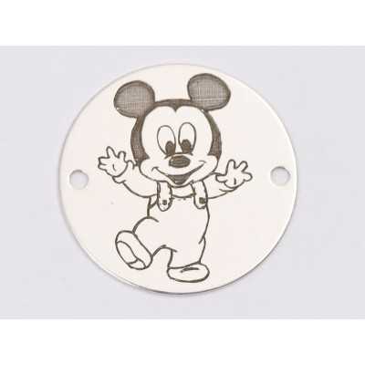 E1248-GS-Link din argint "Dancing Mickey" 16.5 mm / grosime 0.33 mm-1 buc
