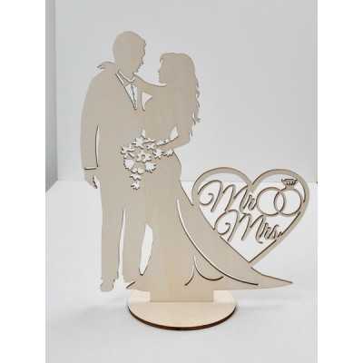 L256- Decupaj din lemn cu suport Indragostiti - Mr & Mrs 25x30cm