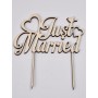 L278- Cake topper lemn "Just Married" 13x15cm 1buc