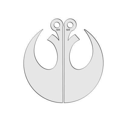 E1260 N Rebel Alliance Pendant pentru cupluri 16.5 x 18mm 0.5mm 1 buc