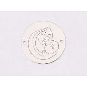 E1277 GS Link rotund argint 925 Mama si bebe 16.5mm 1 buc