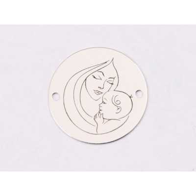 E1277 GS Link rotund argint 925 Mama si bebe 16.5mm 1 buc