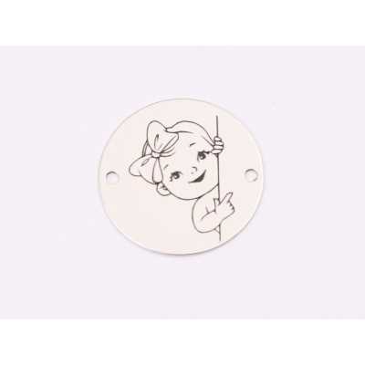 E1287 GS Link rotund argint 925 Pointing baby girl 16.5mm 1 buc
