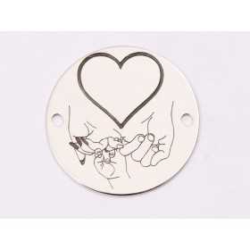 E1291 GS Link rotund argint 925 Family hands 16.5mm 1 buc