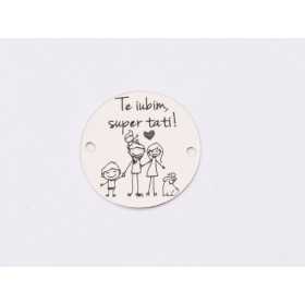 E1293 GS Link rotund argint 925 Te iubim, super tati! 16.5mm 1 buc