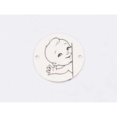 E1296 GS Link rotund argint 925 Baby boy 16.5mm 1 buc