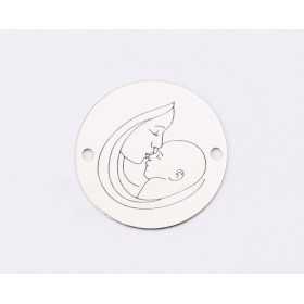 E1305 GS Link rotund argint 925 mama cu bebe 16.5 mm -1 buc