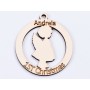 L345-Glob Fetita din lemn personalizabil cu numele dorit "First Christmas " 7 cm